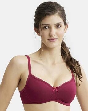 jockey 1723 Wirefree Padded Cotton Elastane Medium Coverage Lace Styling T-Shirt Bra-picture-12