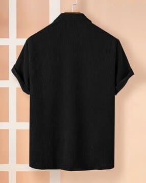 eyebogler Men Ribbed Regular Fit Shirt with Patch Pocket-picture-24