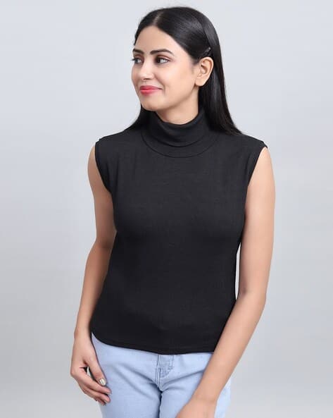 Women Ribbed High-Neck Pullover