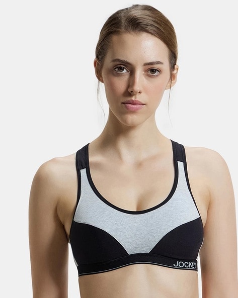 Jockey Women's Non Padded Super Combed Cotton Wider Straps Sports Bra –  Online Shopping site in India