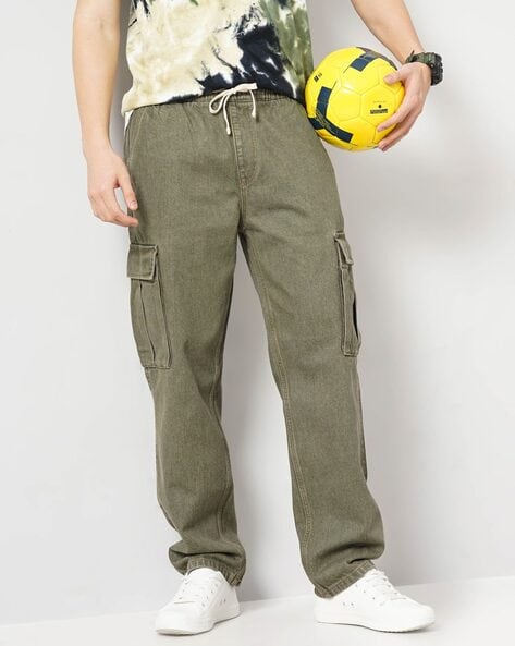 Men Baggy Fit Flat-Front Cargo Pants