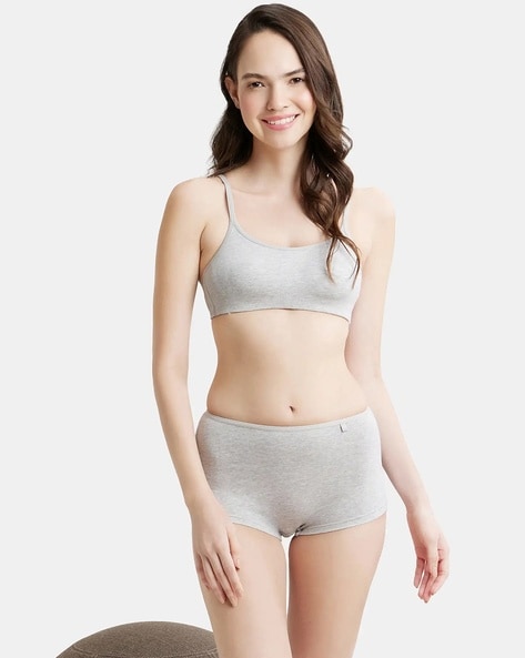 Buy Jockey Women's Wirefree Padded Super Combed Cotton Elastane Stretch  Medium Coverage Lace Styling T-Shirt Bra with Adjustable Straps (Pack of 1)  (34B, Steel Grey Mel) at