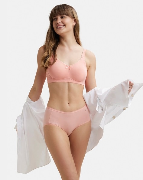 FE41 Wirefree Non Padded Cotton Elastane Full Coverage Everyday Bra with  Concealed Shaper Panel