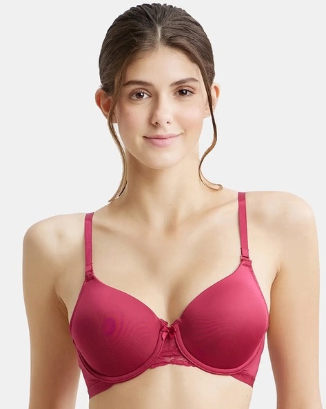 Jockey Women's Under-Wired Padded Microfiber Nylon Lace Back Styling  T-Shirt Bra – Online Shopping site in India