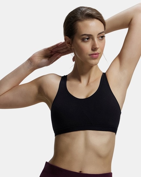 Jockey Women's Non Padded Super Combed Cotton Wider Straps Sports Bra –  Online Shopping site in India