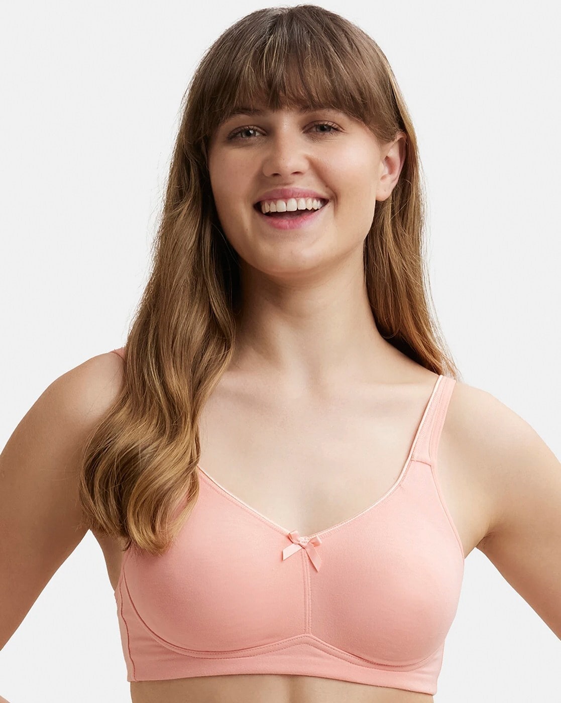Buy Women's Wirefree Padded Super Combed Cotton Elastane Stretch Full  Coverage T-Shirt Bra with Broad Fabric Straps - Peach Blossom FE35