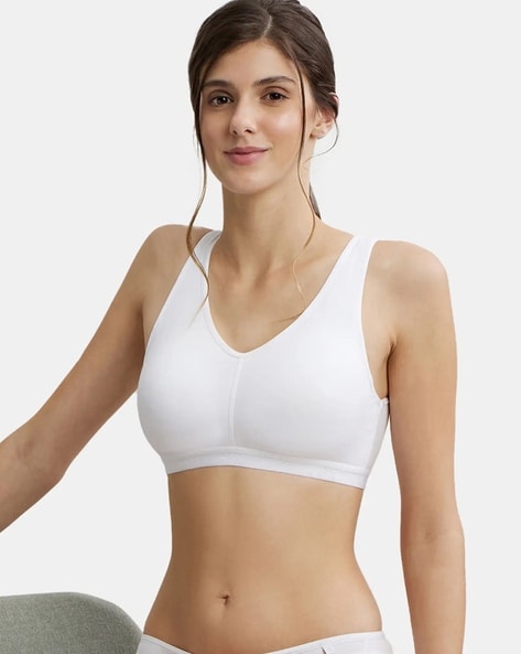 ES04 Wirefree Padded Super Combed Cotton Elastane Stretch Full Coverage  Sleep Bra with Removable Pads and Ultrasoft Underband