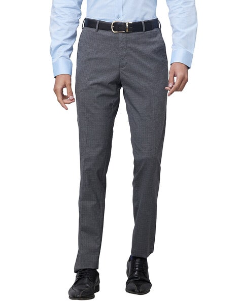 Raymond Men Slim Fit Flat-Front Trousers