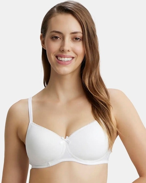 1723 Wirefree Padded Super Combed Cotton Elastane Stretch Medium Coverage  Lace Styling T-Shirt Bra