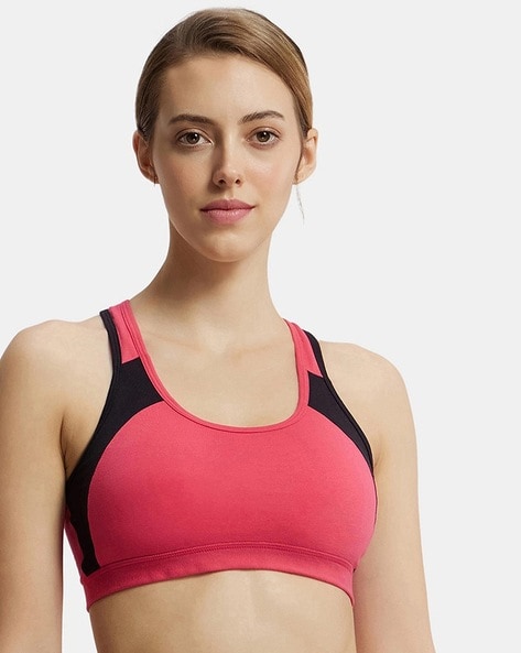 Jockey 1378 Women's Wirefree Padded Super Combed Cotton Elastane Stretch  Full Coverage Racer Back Active Bra with Stay Fresh and Moisture Move  Treatment - Price History