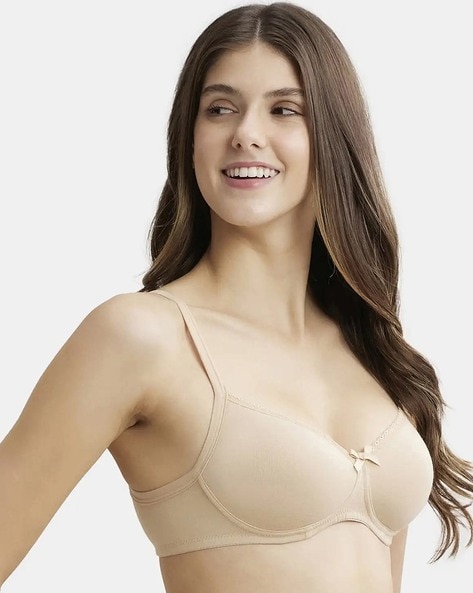 Jockey Women's Wirefree Non Padded Super Combed Cotton Elastane Stretch  Full Coverage Bra – Online Shopping site in India