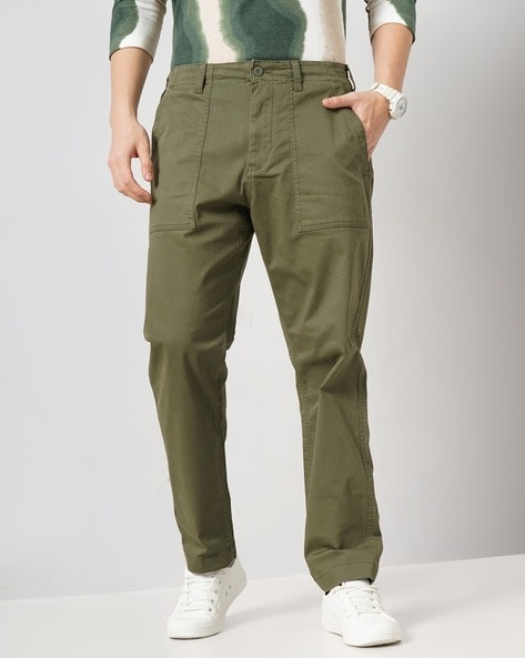 Men Baggy Fit Flat-Front Cargo Pants