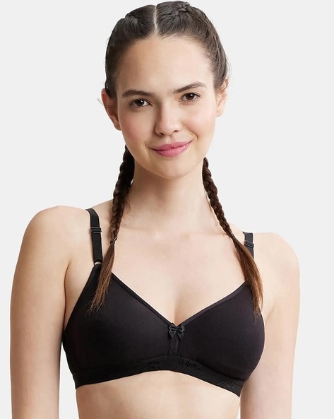 1722 Wirefree Non-Padded Super Combed Cotton Elastane Stretch Medium  Coverage Everyday Bra with Concealed Shaper Panel and Adjustable Straps