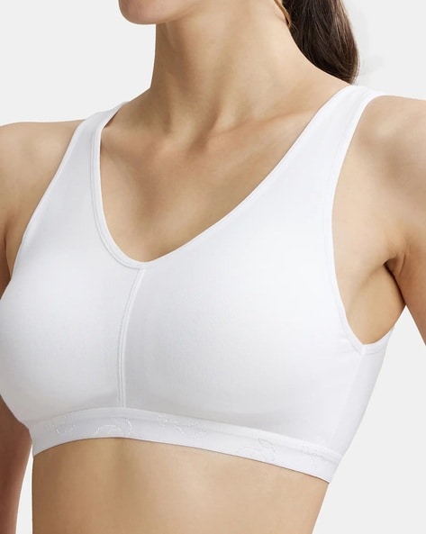 ES04 Wirefree Padded Super Combed Cotton Elastane Stretch Full Coverage  Sleep Bra with Removable Pads and Ultrasoft Underband