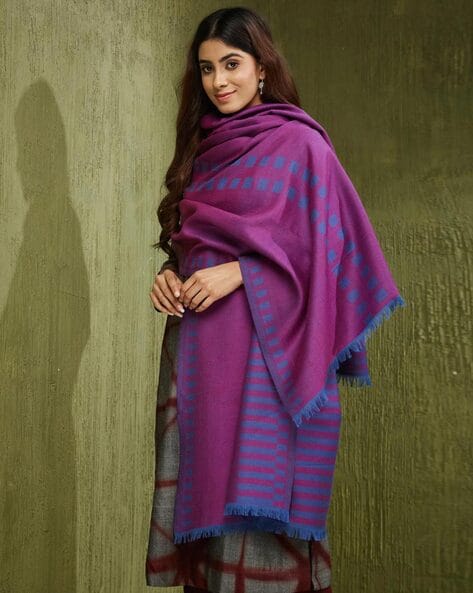 Women Shawl with Frayed Hemline Price in India