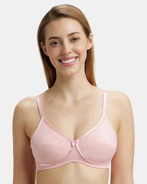 Jockey 1250 Women's Wirefree Non Padded Super Combed Cotton Elastane  Stretch Full Coverage Everyday Bra with Contoured Shaper Panel and  Adjustable Straps_Skin_36C