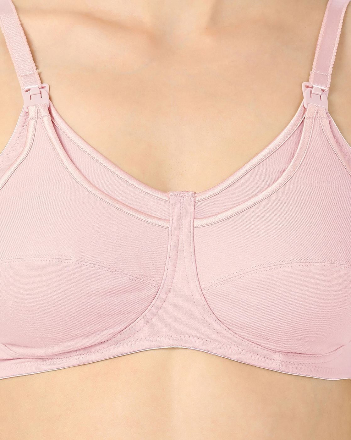 Women's Wirefree Non Padded Super Combed Cotton Elastane Stretch Full  Coverage Nursing Bra with Front Opening and Adjustable Straps - Candy Pink