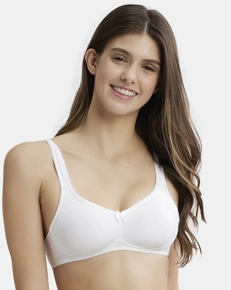 Buy Women's Wirefree Non Padded Super Combed Cotton Elastane Stretch Full  Coverage Plus Size Bra with Side Panel Support and Plush Lining Cup - White  ES24