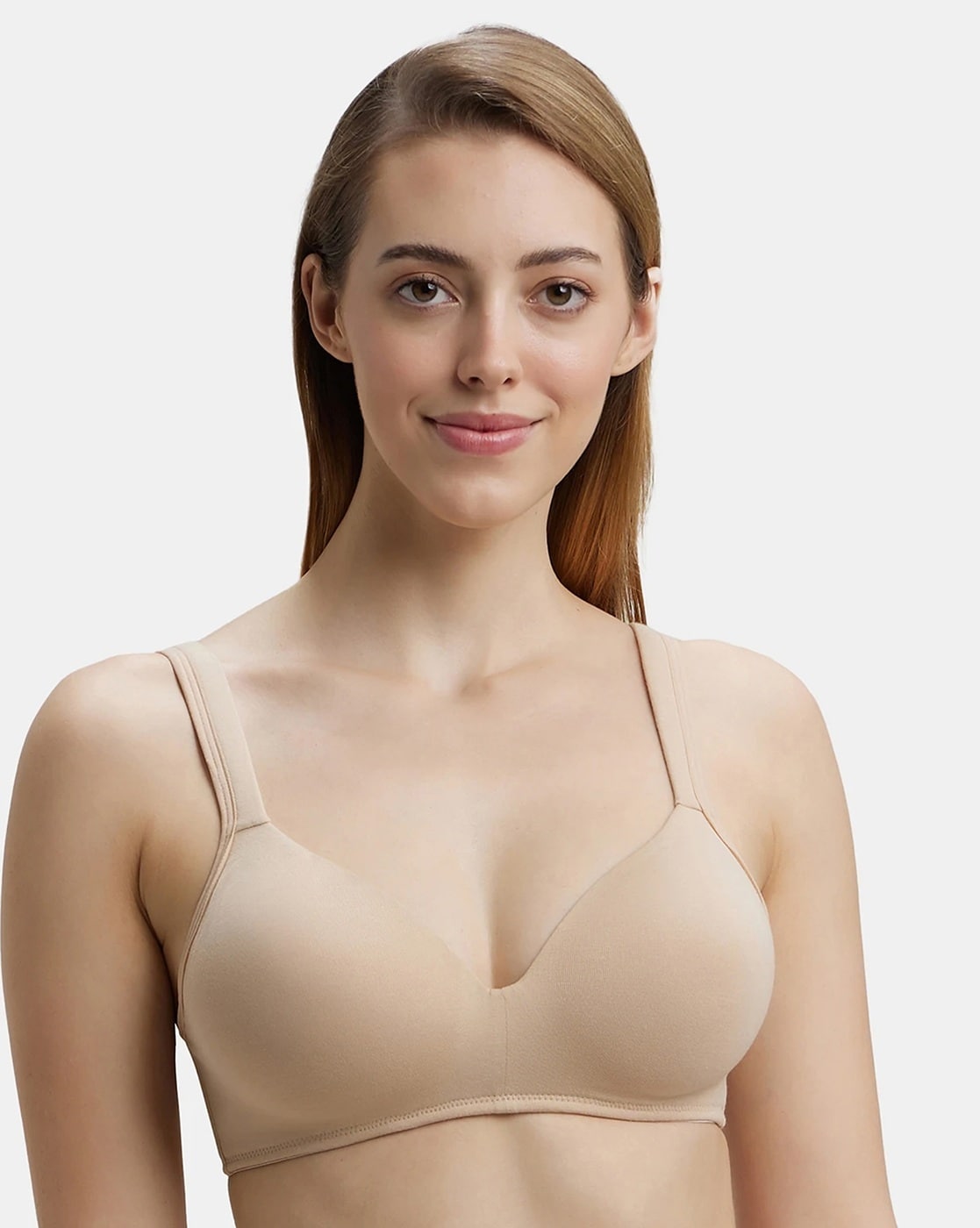 Buy Wirefree Padded Soft Touch Microfiber Elastane Full Coverage Plus Size  Bra with Magic Under Cup - Light Skin 1829