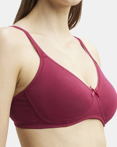 1376 Wirefree Non-Padded Super Combed Cotton Elastane Full Coverage Slip-On  Active Bra