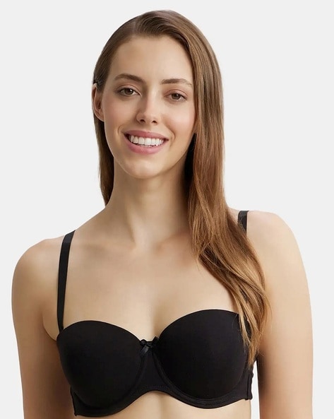 FE52 UnderWired Padded Super Combed Cotton Elastane Stretch Full Coverage  Multiway Styling Strapless Bra with UltraGrip Support Band