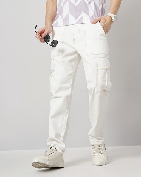 Men Loose Fit Flat-Front Cargo Pants