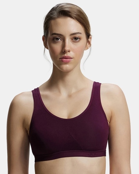 Buy Amante Purple Non Padded Non-wired Full Coverage Medium Impact Energize  Active Sports Bra online