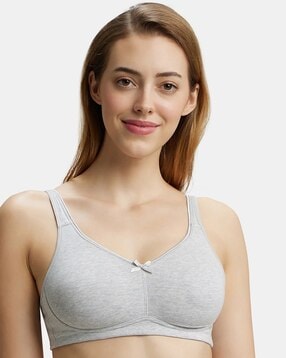 Buy Jockey 1250 Women's Wirefree Non Padded Super Combed Cotton Elastane  Stretch Full Coverage Everyday Bra with Contoured Shaper Panel and  Adjustable Straps_Skin_32B at