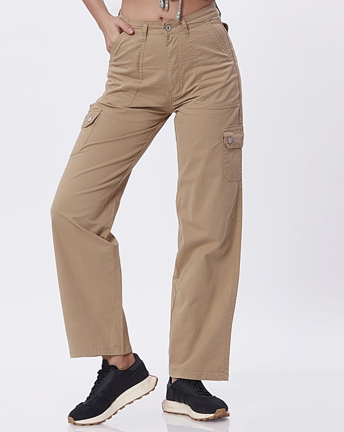 Buy Khaki Trousers & Pants for Women by Blum Denim Online