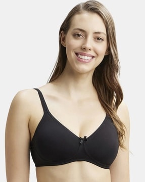 Women's Under-Wired Padded Super Combed Cotton Elastane Stretch Medium  Coverage Multiway Styling T-Shirt Bra with Detachable Straps - Steel Grey