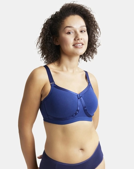 Buy ChiYa Blue Cotton, Elastane, Cotton Blend Womens Sports Non Padded Bra  Online at Best Prices in India - JioMart.