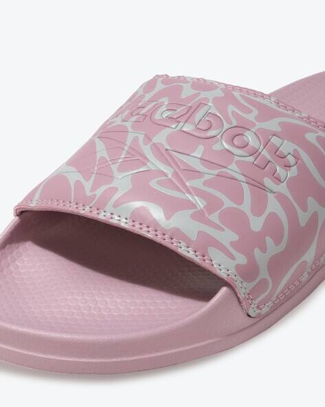 Buy Reebok Classic Logo Embossed Slides | Pink Color Men | AJIO LUXE