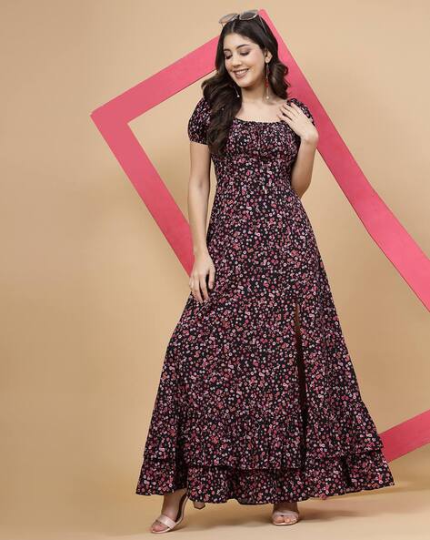 Shop Black Faux Georgette Embroidered Dresses and Gown Party Wear Online at  Best Price | Cbazaar