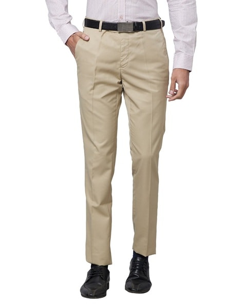 Raymond Men Slim Fit Flat-Front Trousers