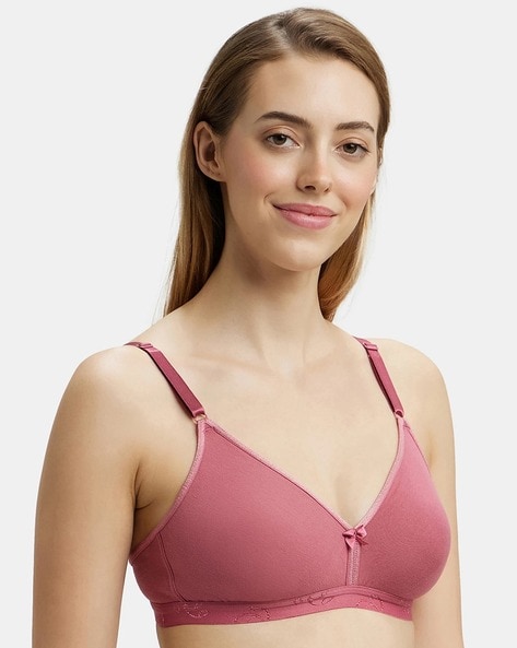 Buy Jockey SS12 Wirefree Non Padded Cotton Elastane Full Coverage Beginners  Bra - Rose online