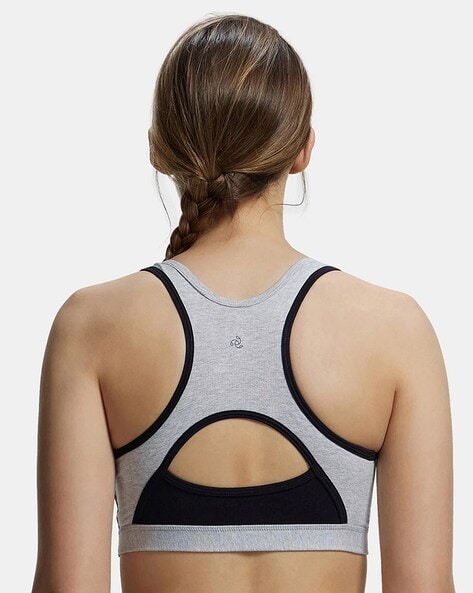 Jockey Women's Padded Super Combed Cotton Full Coverage Racer Back Styling Sports  Bra – Online Shopping site in India