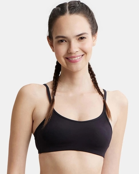 SS12 Wirefree Non Padded Super Combed Cotton Elastane Stretch Full Coverage  Beginners Bra with Adjustable Straps