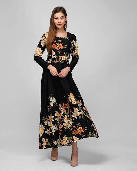 green emerald velvet dress Buy Raabta Black Charming Long Dress at Amazon.in main image 0
