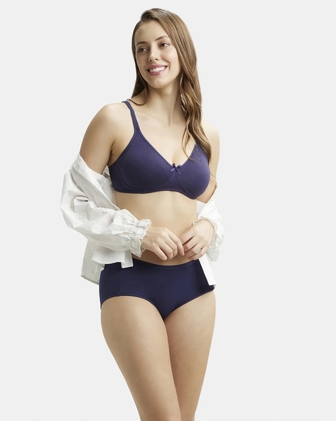 FE41 Wirefree Non-Padded Super Combed Cotton Elastane Full Coverage  Everyday Bra with Broad Straps