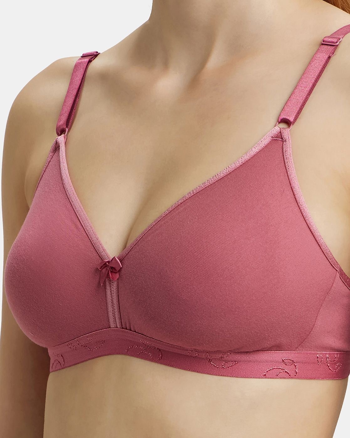Buy Women's Wirefree Non Padded Super Combed Cotton Elastane Stretch Medium  Coverage Beginners Bra with Ultrasoft and Durable Underband - Rose Wine  1581