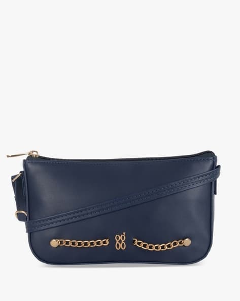 Women Sling Bag with Logo Applique