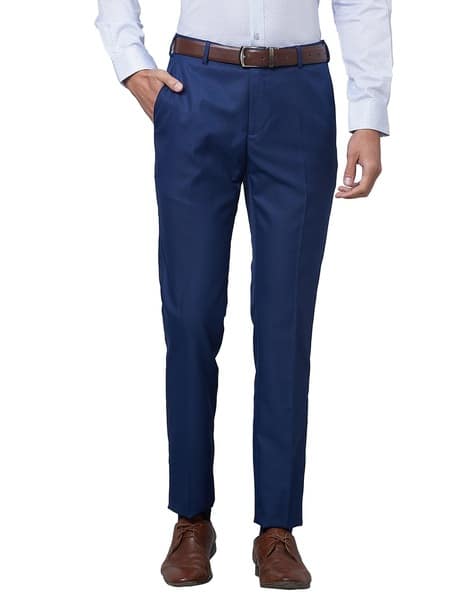 RAYMOND Men Slim Fit Flat Front Trousers