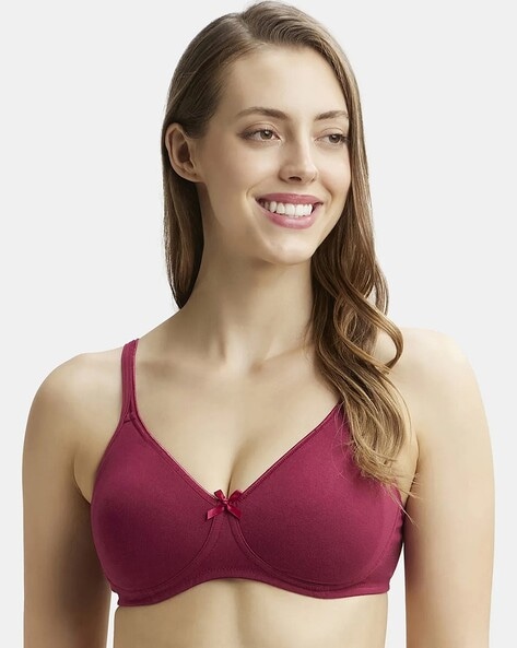 FE41 Wirefree Non Padded Cotton Elastane Full Coverage Everyday Bra with  Concealed Shaper Panel