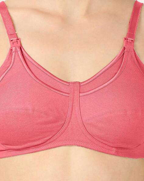 ES07 Wirefree Non Padded Cotton Elastane Full Coverage Nursing Bra with  Front Opening