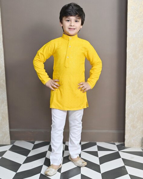 Boys Embellished Kurta & Pyjamas Set