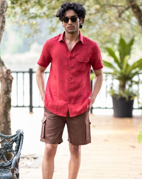 Mens red dress shorts hotsell