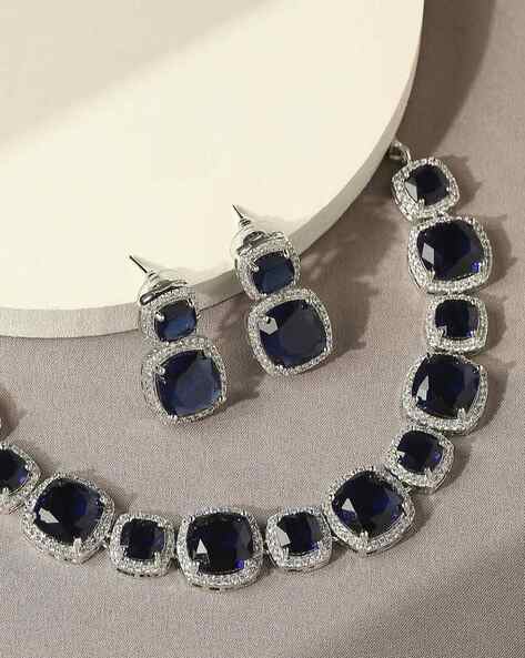 Oomph Women American Diamond-Studded Necklace & Earrings Set