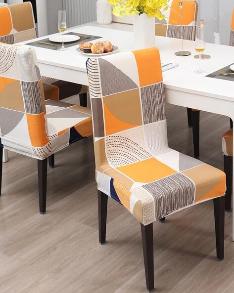Hokipo Tablecloth Chair Covers Set Of Geometric Print Stretchable Dining  Chair Cover