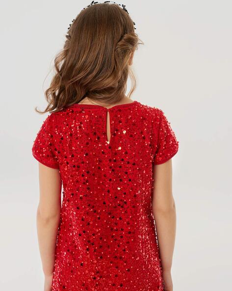 Wrap Me Up Sequin Bow Dress- Red | Bar T Boutique LLC