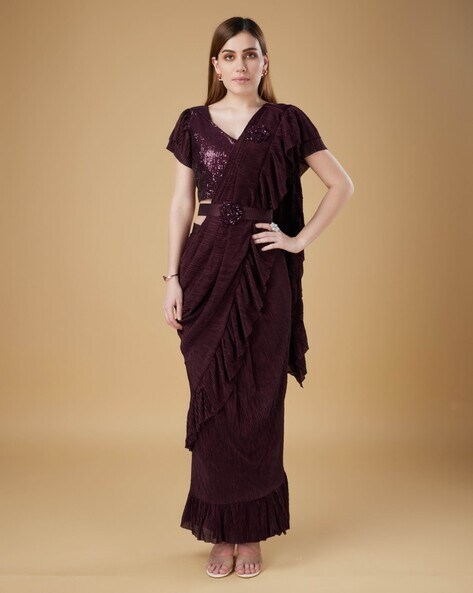 Buy Lavender Sarees for Women by NAVLIK Online